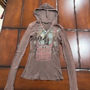 Thin hooded long sleeve t-shirt Vintage